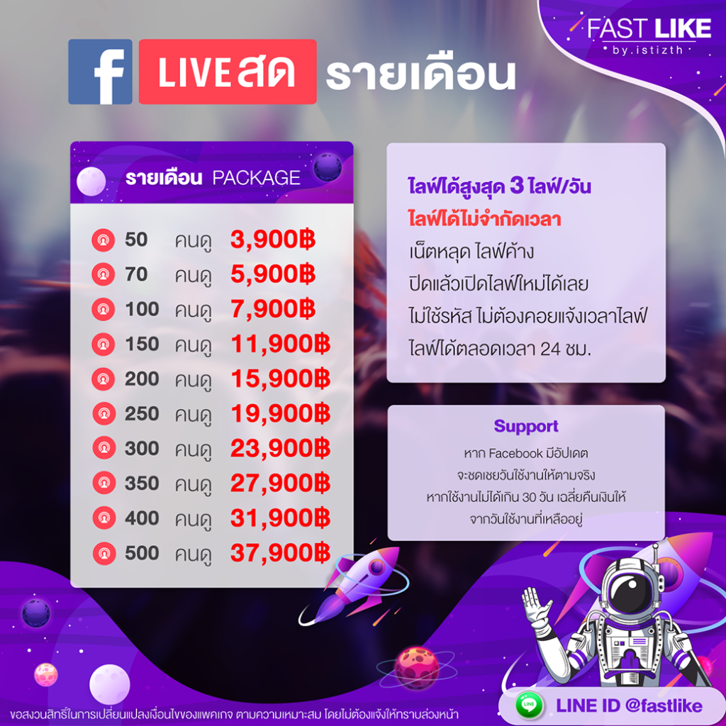 ออโต้วิวไลฟ์สดรายเดือน LINE ID @fastlike